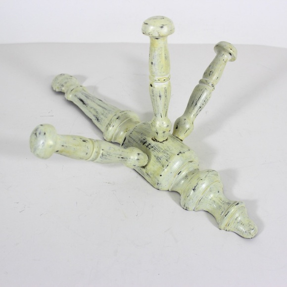 Vintage French Country Painted Wood Wall Hook Hat Rack Coat Hanger Shabby Chic - Picture 4 of 11